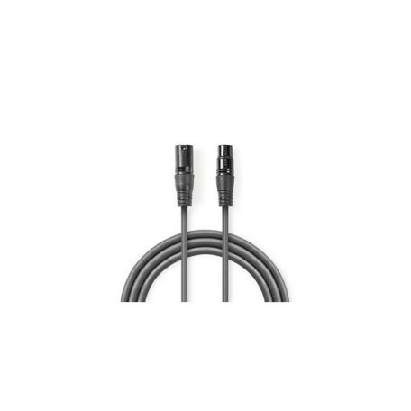 Nedis  COTG15012GY150 DMX adapter kábel, XLR 3 tűs apa | XLR 3 tűs anya | Nikkelezett | 15,0 m | kerek | PVC | Sötétszür