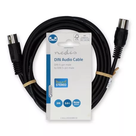 Nedis CAGL20000BK30 DIN audio kábel, DIN 5 tűs dugó, Nikkelezett, 3 m