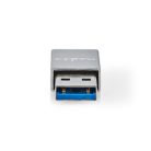 Nedis CCTB60925AL USB-A adapter, USB 3.2 Gen 1, USB-A férfi, USB-C™ anya, 5 Gbps,  kerek,  Nikkelezett, Ezüst