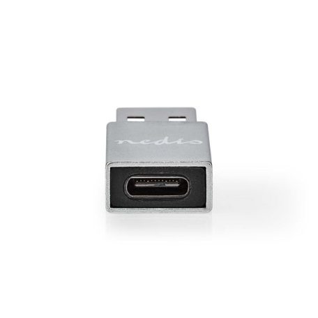 Nedis CCTB60925AL USB-A adapter, USB 3.2 Gen 1, USB-A férfi, USB-C™ anya, 5 Gbps,  kerek,  Nikkelezett, Ezüst
