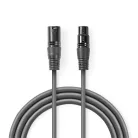 Nedis COTH15012GY10 DMX adapter kábel, XLR 3 tűs dugó, XLR 3 tűs anya,  Nikkelezett, 1,00 m,  kerek, PVC, Sötétszürke