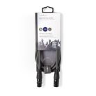 Nedis COTH15012GY15 DMX adapter kábel, XLR 3 tűs dugó, XLR 3 tűs anya,  Nikkelezett, 1,5 m,  kerek, PVC, Sötétszürke