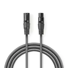   Nedis COTH15012GY30 DMX adapter kábel, XLR 3 tűs dugó, XLR 3 tűs anya,  Nikkelezett, 3 m,  kerek, PVC, Sötétszürke