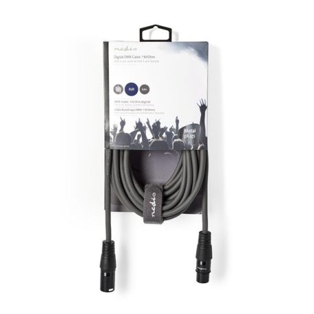 Nedis COTH15012GY50 DMX adapter kábel, XLR 3 tűs dugó, XLR 3 tűs anya,  Nikkelezett, 5 m,  kerek, PVC, Sötétszürke