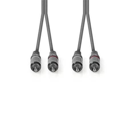 Nedis COTH24200GY15 sztereo audio kábel, 2x RCA dugó,  2x RCA dugó, Nikkelezett,  1,50 m, rugalmas