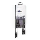 Nedis COTH24200GY15 sztereo audio kábel, 2x RCA dugó,  2x RCA dugó, Nikkelezett,  1,50 m, rugalmas