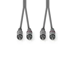   Nedis COTH24200GY30 sztereo audio kábel, 2x RCA dugó,  2x RCA dugó, Nikkelezett,  3 m, rugalmas