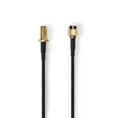   Nedis CSGL02210BK20 SMA kábel, RP SMA férfi, RP SMA női, Aranyozott, 50 Ohm, Egyetlen árnyékolt, 2,00 m, kerek