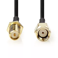   Nedis CSGL02210BK30 SMA kábel, RP SMA férfi, RP SMA női, Aranyozott, 50 Ohm, Egyetlen árnyékolt, 3,00 m, kerek
