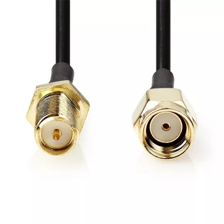 Nedis CSGL02210BK30 SMA kábel, RP SMA férfi, RP SMA női, Aranyozott, 50 Ohm, Egyetlen árnyékolt, 3,00 m, kerek