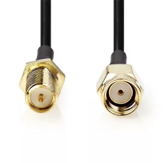   Nedis CSGL02210BK50 SMA kábel, RP SMA férfi, RP SMA női, Aranyozott, 50 Ohm, Egyetlen árnyékolt, 5,00 m, kerek