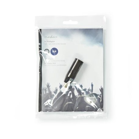 NEDIS COTP15930BK XLR adapter, XLR 3 tűs dugó, RCA nő,  Nikkelezett, Egyenes, Fém, Fekete , 1 db