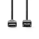 Nedis CCGL61010BK10 USB3.2 toldó / hosszabító kábel, USB A dugó, USB-A aljzat, 5 Gbps, 1m, (USB3.1, USB3.0, USB2.0)
