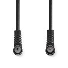Nedis CSGL40120BK15 koax RF kábel, koax férfi (dugó), koax női (aljzat) 120 dB, 75 Ohm, Négyszeresen árnyékolt ,  1,5m