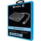 SANDBERG Külső meghajtó, USB-C/A DVD Drive