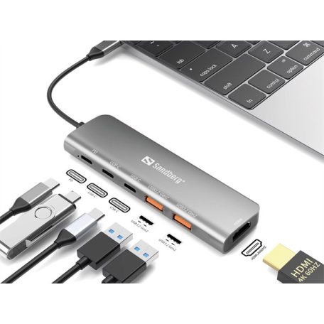 SANDBERG USB-C Dokkoló HDMI + 2xUSB-A + 2xUSB-C + PD100W