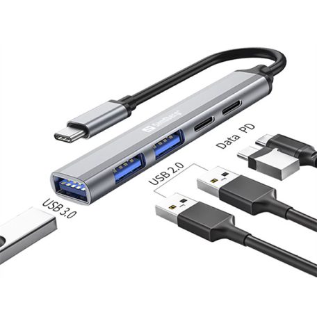 SANDBERG Hub és elosztó, USB-C to 3xUSB-A+2xUSB-C SAVER