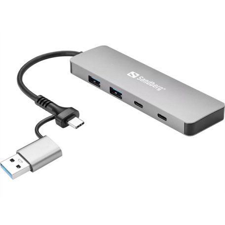 SANDBERG Hub és elosztó, USB-C/A to 2xUSB-A+2xUSB-C Hub