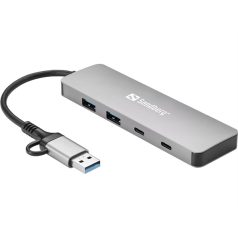 SANDBERG Hub és elosztó, USB-C/A to 2xUSB-A+2xUSB-C Hub