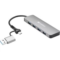 SANDBERG Hub és elosztó, USB-C/A to 4xUSB 3.0 Hub