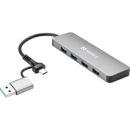 SANDBERG Hub és elosztó, USB-C/A to 4xUSB 3.0 Hub