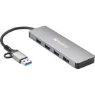 SANDBERG Hub és elosztó, USB-C/A to 4xUSB 3.0 Hub