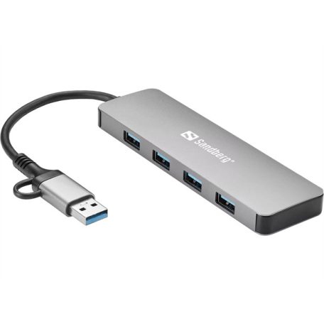 SANDBERG Hub és elosztó, USB-C/A to 4xUSB 3.0 Hub