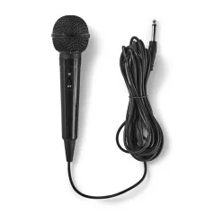   Nedis MPWD01BK dinamikus mikrofon, rögzített kábel  5 m,  80 Hz - 12 kHz  600 Ohm  -75 dB, kapcsoló