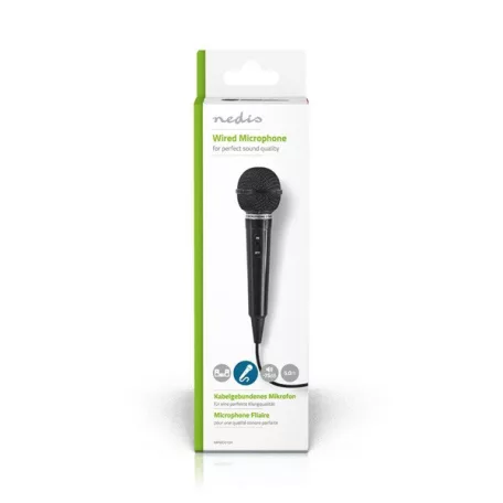 Nedis MPWD01BK dinamikus mikrofon, rögzített kábel  5 m,  80 Hz - 12 kHz  600 Ohm  -75 dB, kapcsoló