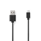 Nedis CCGL60501BK10 USB micro B (micro USB)kábel, USB 2.0  USB-A dugó  USB Micro-B dugó  7,5 W 480 Mbps. 1m