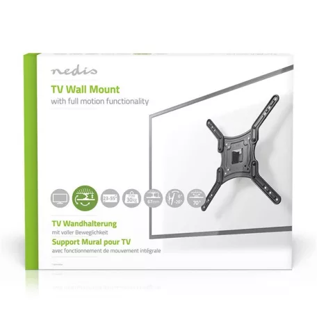 Nedis TVWM1330BK LCD TV / monitor fali tartó konzol 23 - 55 " Max. teherbírás: 30 kg, dönthető, forgatható