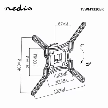 Nedis TVWM1330BK LCD TV / monitor fali tartó konzol 23 - 55 " Max. teherbírás: 30 kg, dönthető, forgatható