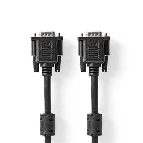 Nedis CCGL59000BK30, VGA kábel, VGA dugó Nikkelezett Maximális felbontás: 1280x768 3,00 m Kerek ABS Fekete