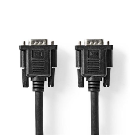 Nedis CCGP59100BK20, VGA kábel, VGA dugó VGA anya Nikkelezett Maximális felbontás:1280x800  2,00 m  Kerek ABS fekete