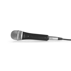   Nedis MPWD50CBK dinamikus mikrofon, levehető kábel 5m, 50 Hz - 15 kHz 600 Ohm -72 dB, kapcsoló, fekete/szürke