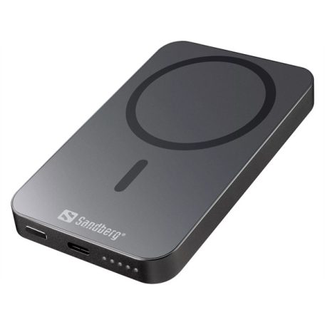 SANDBERG Hordozható akkumulátor, Mag Wireless Powerbank 5000 ALU