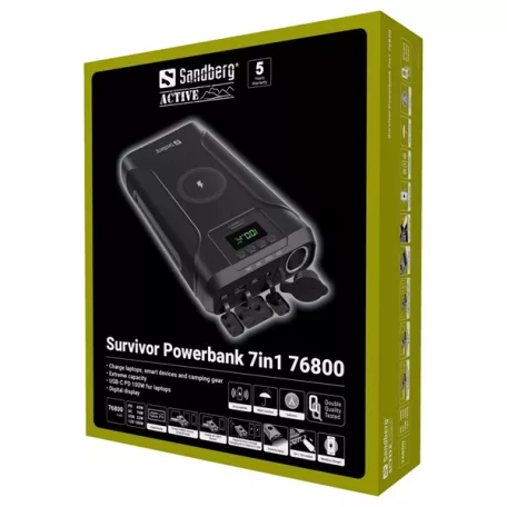 SANDBERG Hordozható akkumulátor, Survivor Powerbank 7 az 1-ben 76800