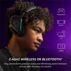   CORSAIR Vezeték Nélküli Headset, VOID v2 Wireless Gaming Headset, Dolby Atmos, carbon
