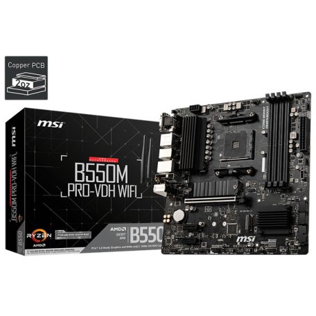 MSI Alaplap AM4 B550M PRO-VDH WIFI AMD B550M, mATX