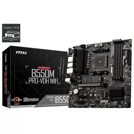 MSI Alaplap AM4 B550M PRO-VDH WIFI AMD B550M, mATX