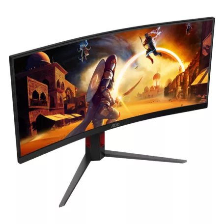 AOC Ívelt Gaming 180Hz Fast VA monitor 34" CU34G4, 3440x1440, 21:9, 300 cd/m2, 0.5 ms, HDMIx2/DisplayPort