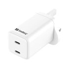 SANDBERG Hálózati töltő, AC Charger Dual USB-C PD 65W UK