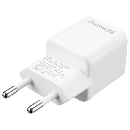 SANDBERG Hálózati töltő, USB-C AC Charger PD 20W Saver