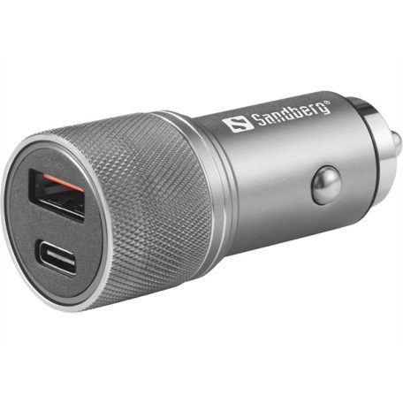 SANDBERG Autós töltő, Car Charger 1xQC3.0+1xUSBC 48W
