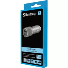 SANDBERG Autós töltő, Car Charger 1xQC3.0+1xUSBC 48W
