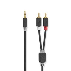   Nedis CABW22200AT100 sztereo audió kábel 3,5mm sztereo jack - 2x RCA,  Aranyozott,  10 m
