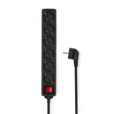 Nedis ESOC630F2BK 6 aljzatos kapcsolós elosztó, 3 m, 3680 W, 16 A