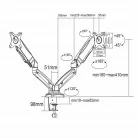 Nedis MMDOSGS110BK gázrugós asztali monitor tartó, dupla, 15-32" | 75x75 / 100x100
