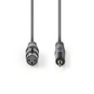 Nedis COTH15320GY10 balanced/szimmetrikus félprofi audio kábel, 3,5mm sztero jack dugó - 3p XLR aljzat, 1m, rugalmas