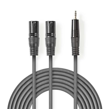 Nedis COTH15310GY15 balanced/szimmetrikus félprofi XLR audio kábel, 2x XLR 3 tűs dugó | 3,5 mm sztereo jack dugó, 1,5m